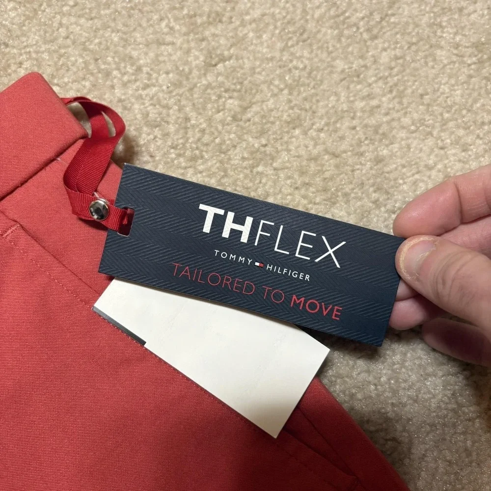 NWT Tommy‎ Hilfiger Pants Mens 33x30 Orange TH Flex Tate Chino Stretch Casual